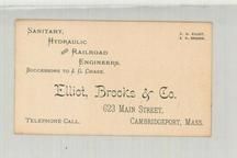 Elliot, Brooks & Co. Sanitary, Hydraulic and Railroad Engineers - Copy 9, Perkins Collection 1850 to 1900 Advertising Cards